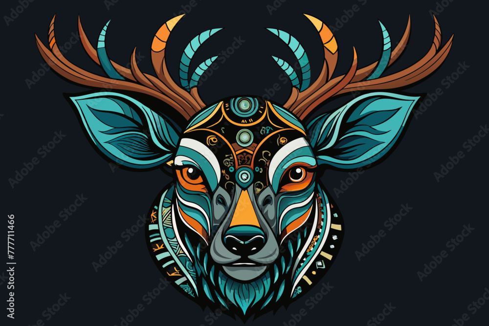 Ethnic deer face black background