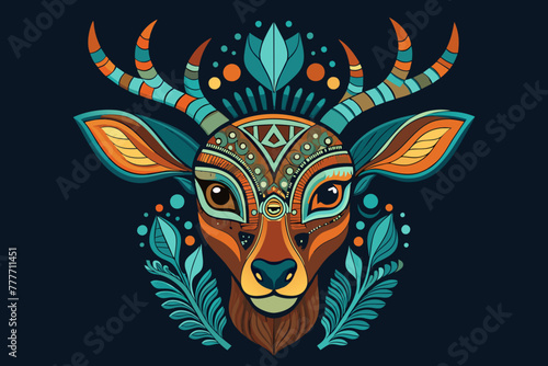 Ethnic deer face black background