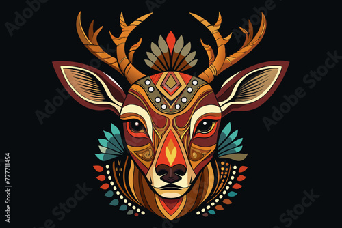 Ethnic deer face black background