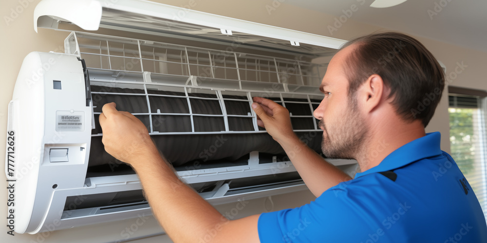 repair of a ductless air conditioning unit in an installation repair of a ductless air conditioning unit in an installation
