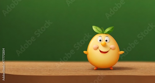 A cartoon image of a smiling lemon on a wooden surface. © Miklos