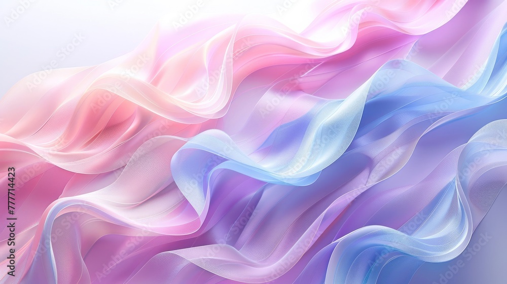 Fototapeta premium visualization of dynamic, abstract ribbons in soft pastel hues, winding through a blank space.