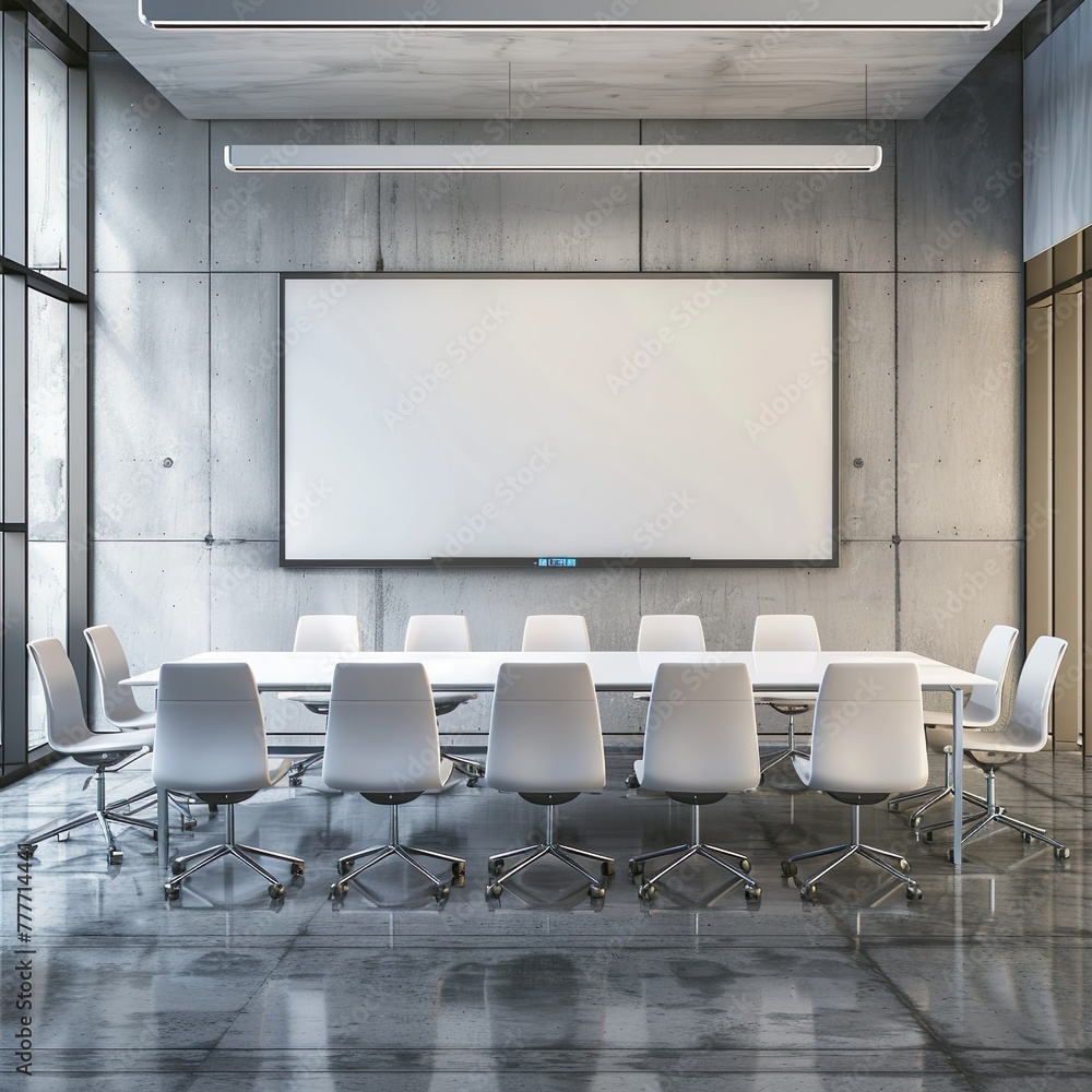 Conference room with a empty poster. Conference room with a empty poster.