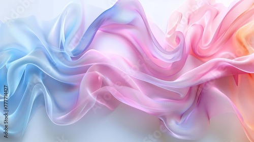 visualization of dynamic, abstract ribbons in soft pastel hues, winding through a blank space.
