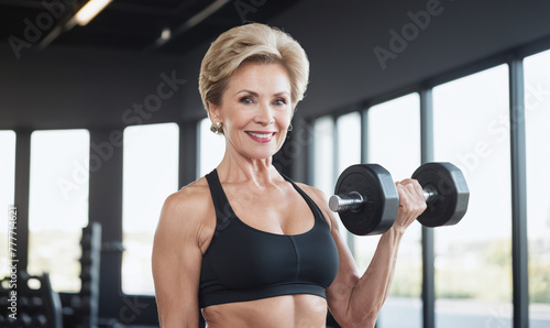 senior person exercising with dumbbells