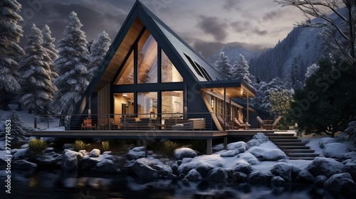 A photo of a Compact Chalet Illustrating architecture © Xfinity Stock