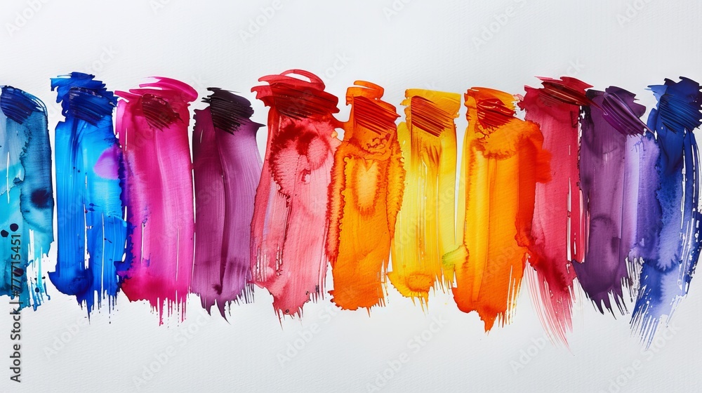 Watercolor brush strokes in bright colors