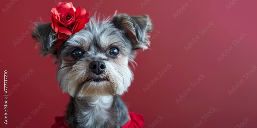 Small Dog With Flower in Hair