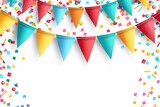 A joyous and festive image of colorful bunting and confetti suggesting celebration, fun, and party events