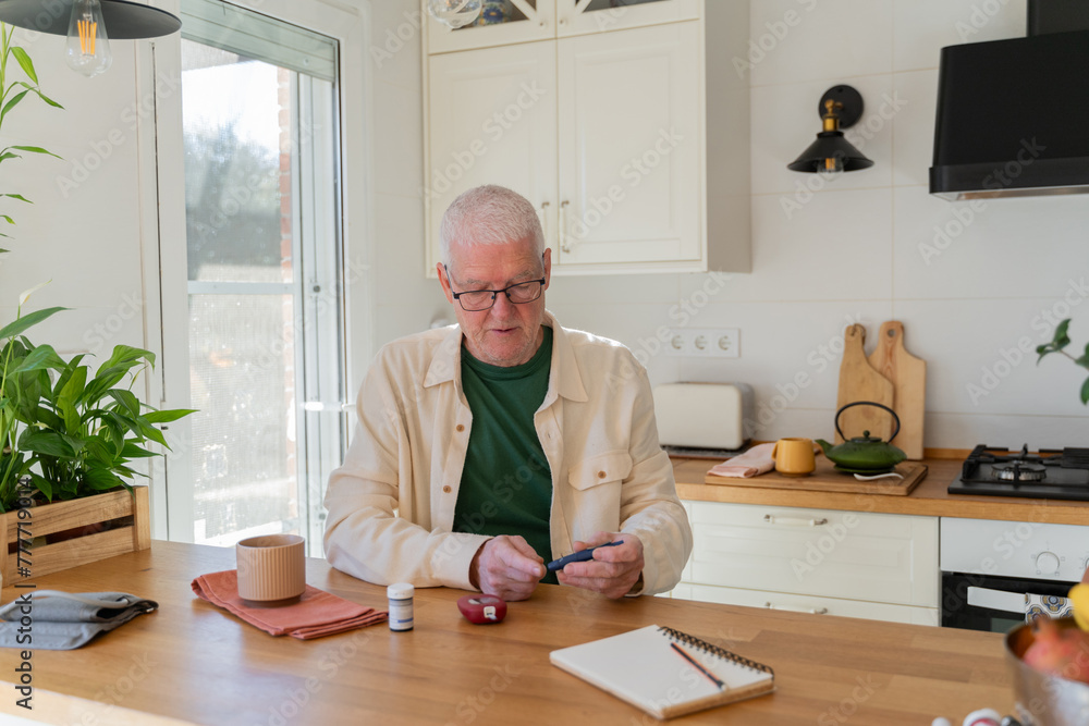 Diabetic senior man check up