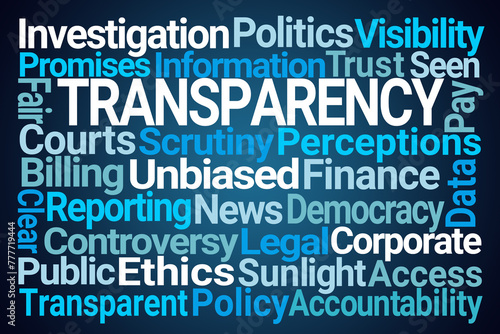Transparency Word Cloud on Blue Background