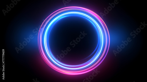 Vector illustration of neon ring on dark background