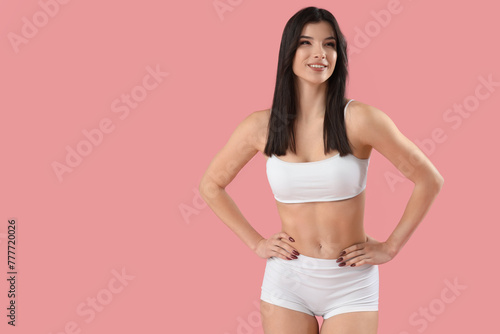 Beautiful young woman in wh...