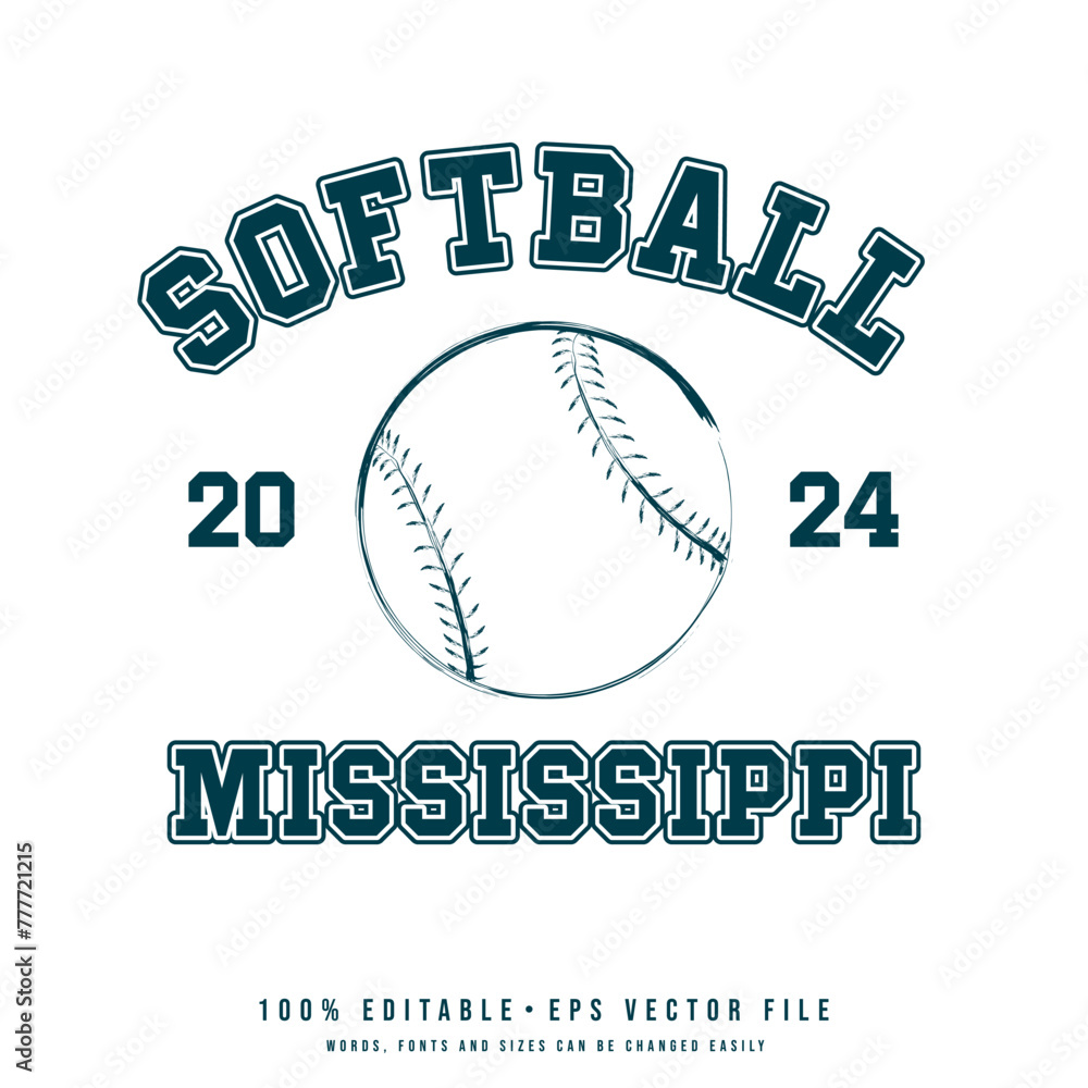 Vecteur Stock Mississippi Softball Logo Vector Text Effect Vector vecteur-stock-mississippi-softball-logo-vector-text-effect-vector