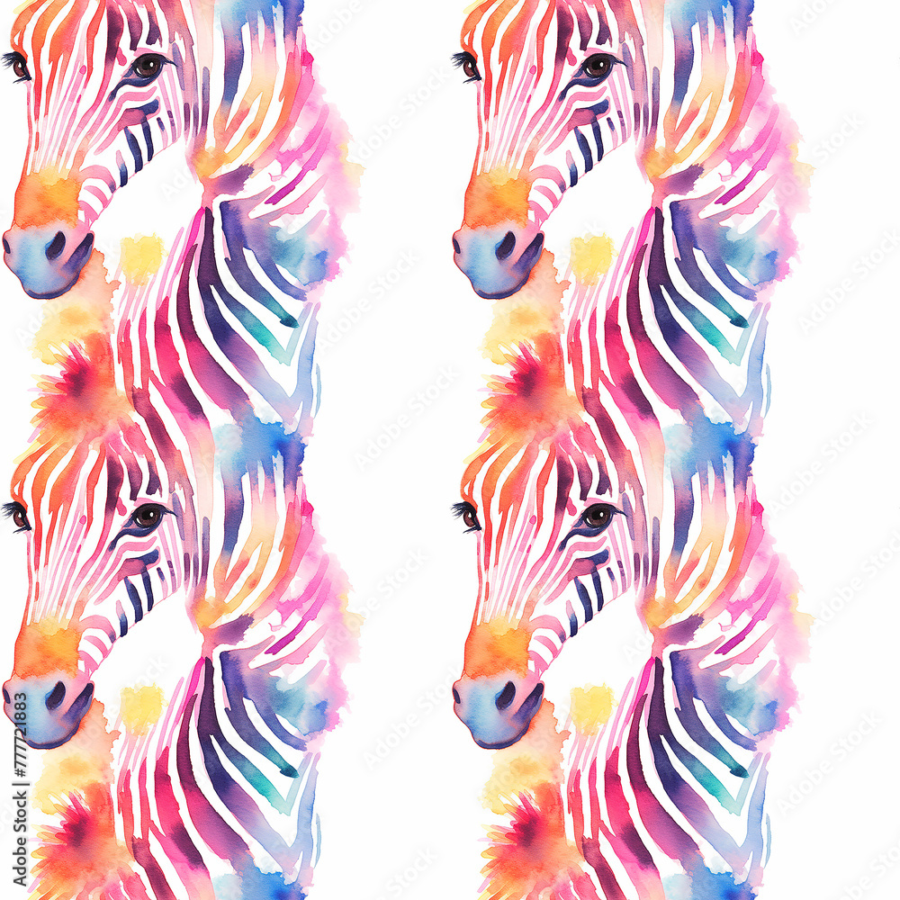 Naklejka premium Colorful Group of Zebras in Various Hues