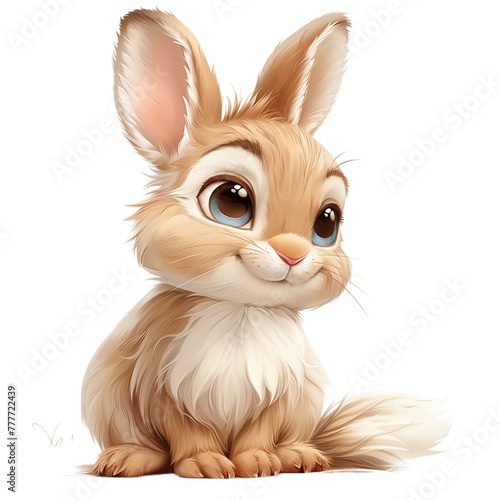 Cartoon rabbit sticker with transparent background