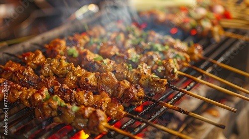 Close up of a vibrant  spicy street food dish  showcasing the heat and culture of its origin   ar 16 9