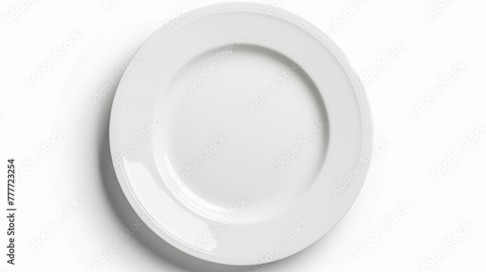 View from above of an empty plate on a white background. View from above of an empty plate on a white background.