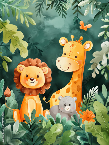 Digital Art - Painting of some zoo animals
