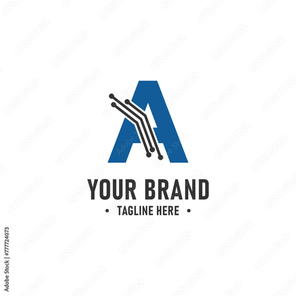 Vector Letter A Technology Logo Design Vector Template. Business Logotype Concept Icon Vector Letter A Technology Logo Design Vector Template. Business Logotype Concept Icon