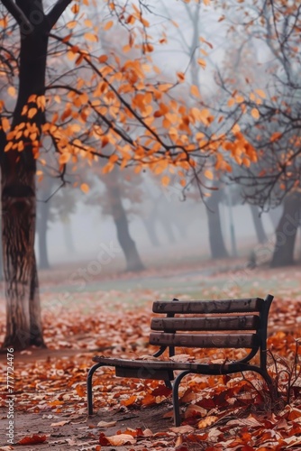 lonely empty bench in the park Generative AI