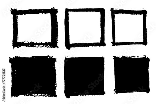 Brush strokes vector. Set of square text boxes and frames