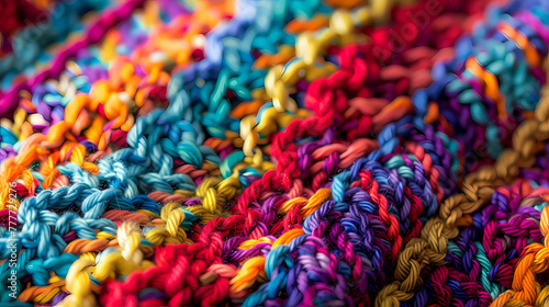 Detail of colorful crochet pattern background © Alexandra