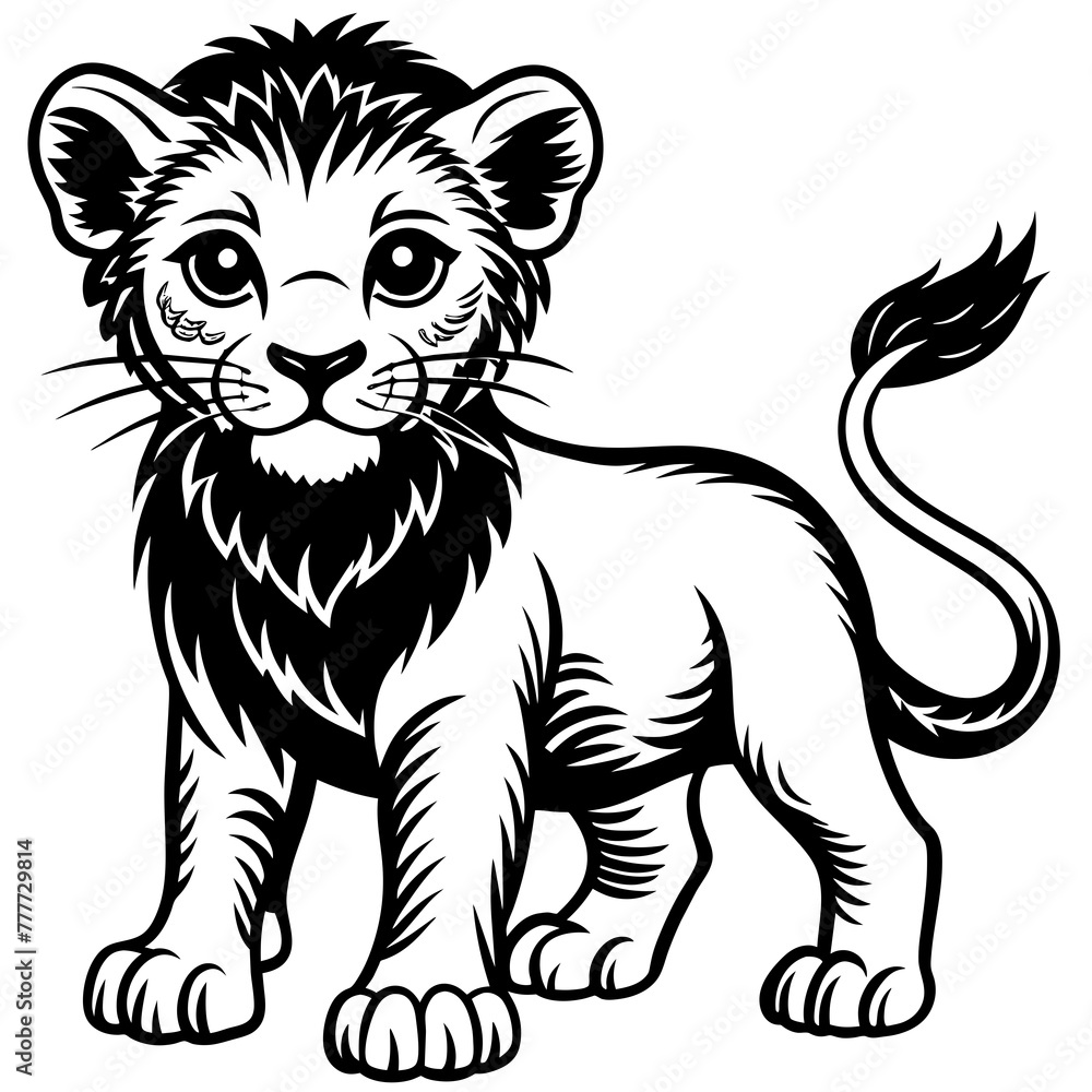 Obraz premium baby lion silhouette vector illustration svg file