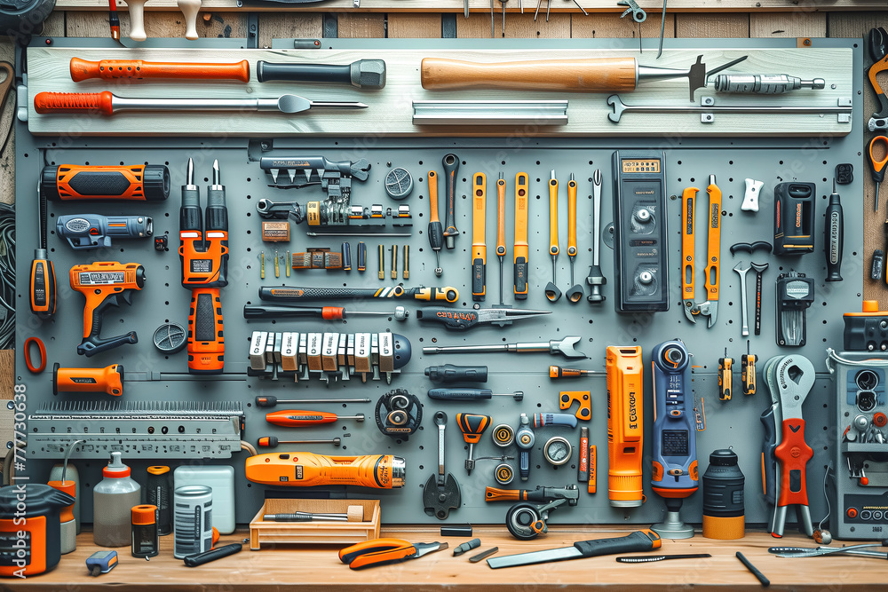 Focus on the assembly of furniture, with tools and instructions laid out. 2b Focus on the assembly of furniture, with tools and instructions laid out. 2b