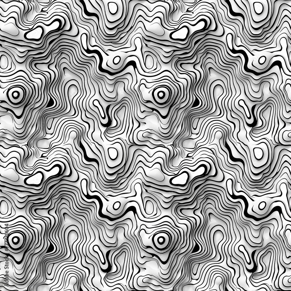Monochrome Abstract Background With Wavy Lines