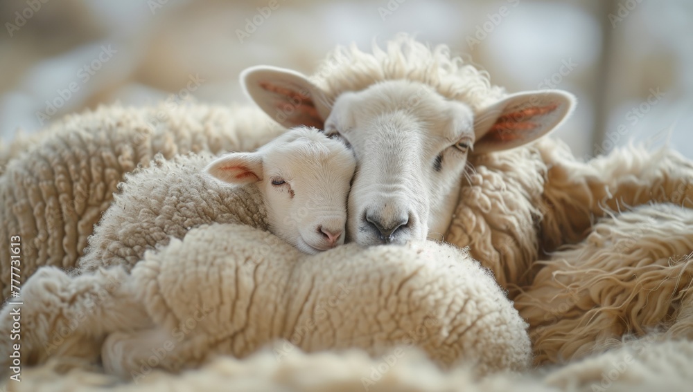 Naklejka premium sheep and lamb