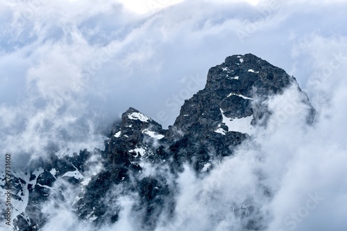 mountain and clouds, Teton Mountains 