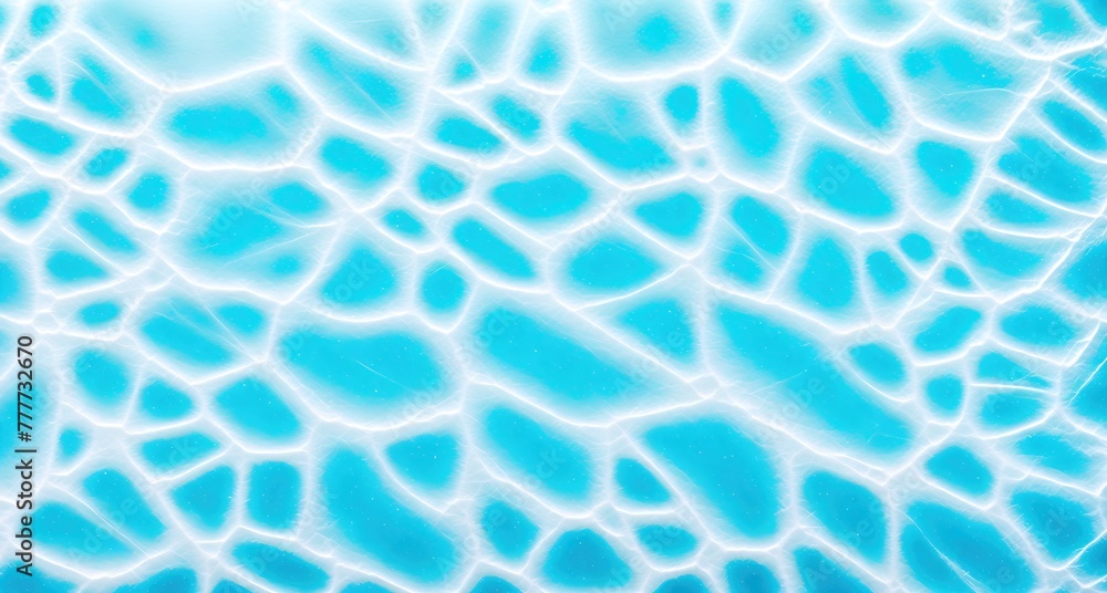 The image appears to be a blue and white mosaic made up of small, irregularly shaped tiles.