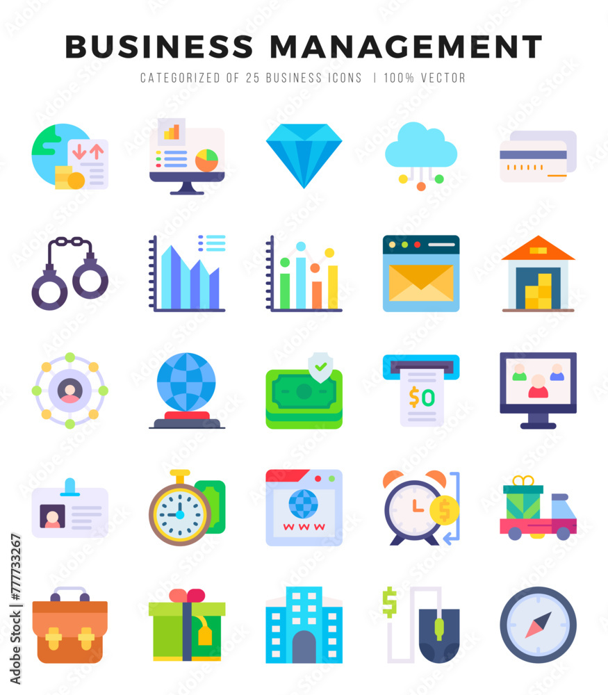 Business Management Icons bundle. Flat style Icons. Vector illustration.