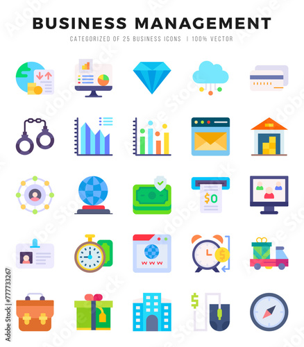 Wallpaper Mural Business Management Icons bundle. Flat style Icons. Vector illustration. Torontodigital.ca