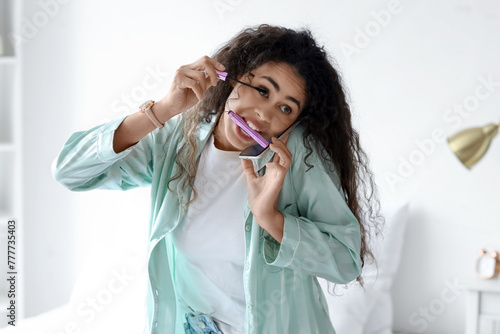 Hurrying young African-Amer...