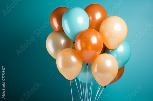 a bunch of colored balloons on a blue background