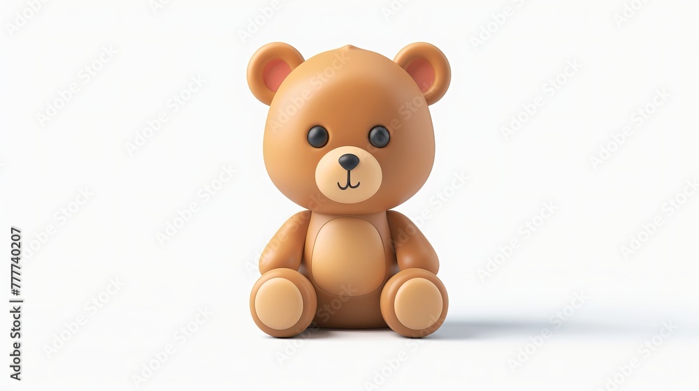 Adorable Teddy Bear Icon for Search Engines. Vector graphics in 3D with minimalist cartoon design.