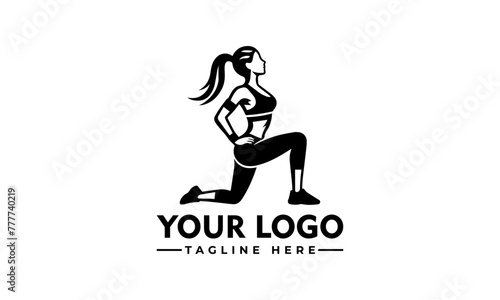 Flat Design Gym Lady Vector Fitness Woman Silhouette Logo Trendy and Motivational Fitness Branding
