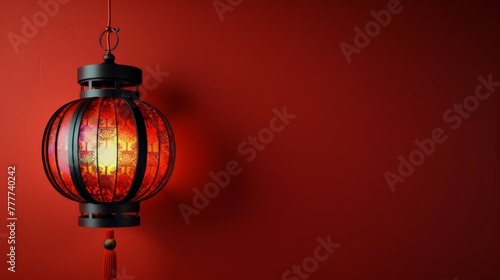 Red Light Hanging on Red Wall