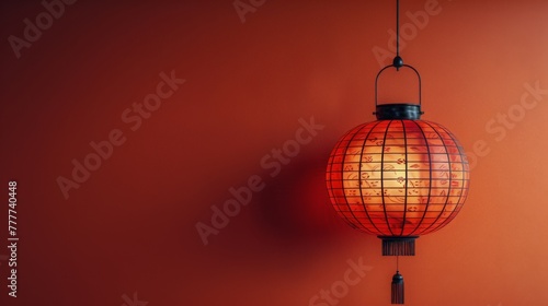 Red Lamp Hanging Near Window