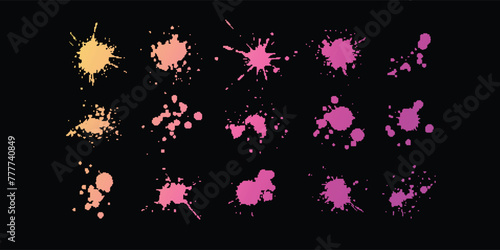 Trendy colorful liquid acrylic watercolor splash splatter stain on white background. Modern bright flowing spot.
