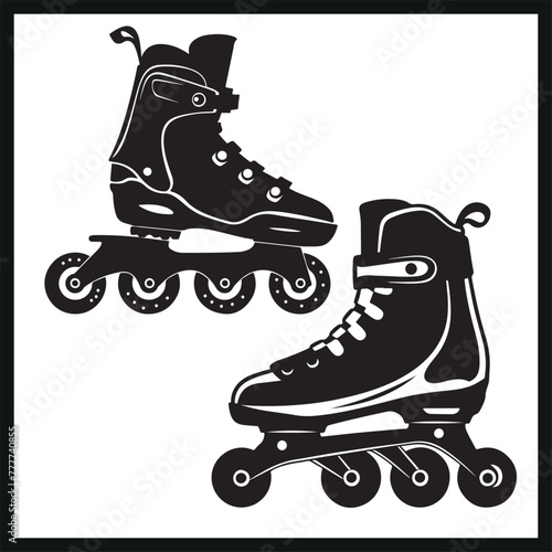 Rollerblades silhouette clipart vector set