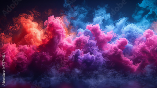 colorful smoke on dark background.