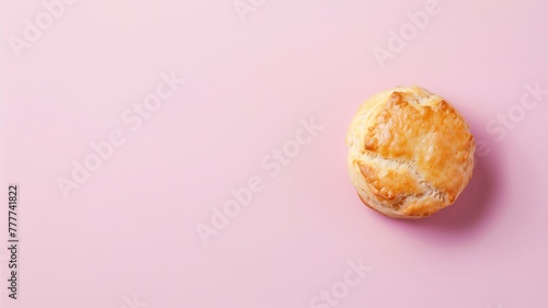 Wallpaper Mural Freshly baked golden puff pastry on soft pink background with ample copy space Torontodigital.ca