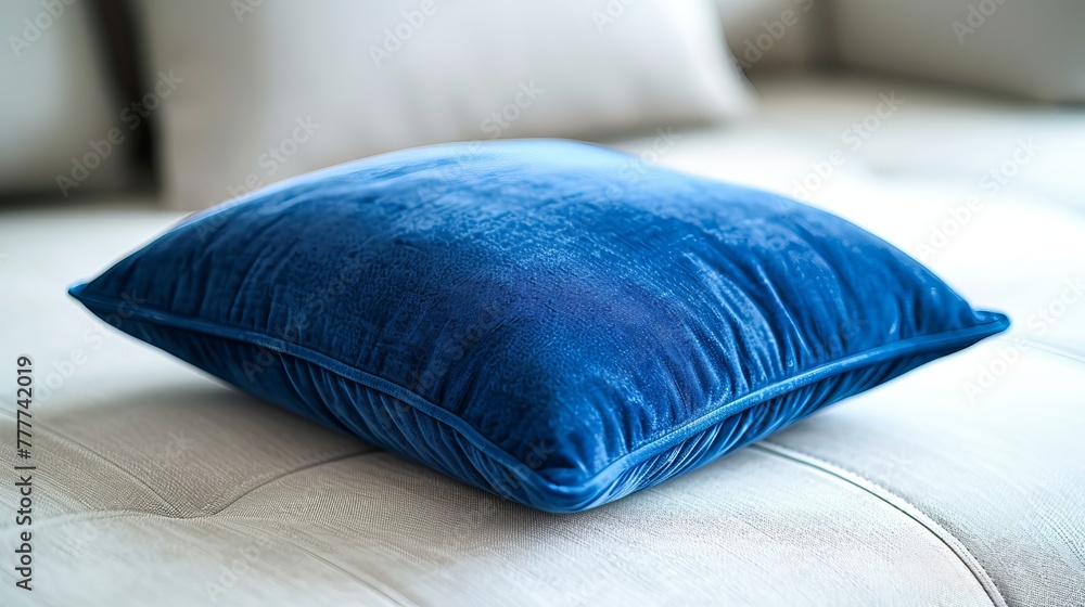 Blue pillow isolated on a white background, providing a top view with ample space for text or image inclusion. Blue pillow isolated on a white background, providing a top view with ample space for text or image inclusion.