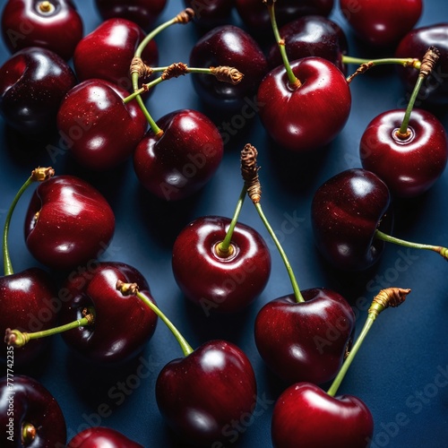 Fresh cherry fruits on dark.