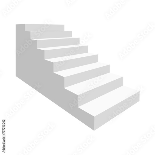 Wallpaper Mural White staircase realistic illustration, isolated on white background. 3D isometric ladder. Steps to achievement. A symbol of the Achievements. Blank mockup for platform or podium.	 Torontodigital.ca