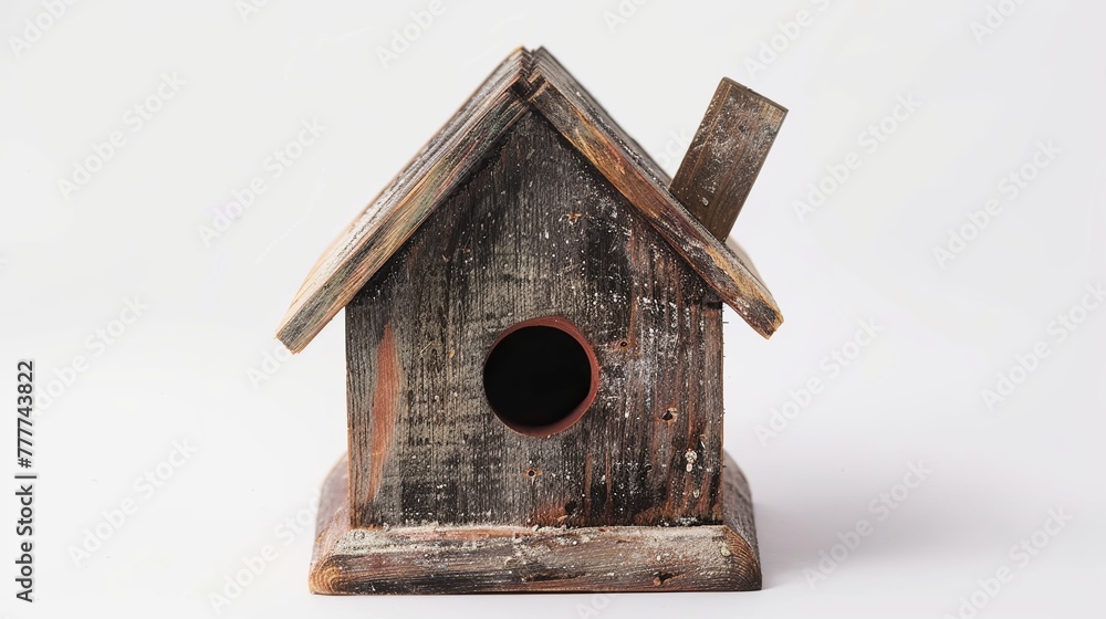 Isolated wooden birdhouse against a white background. Isolated wooden birdhouse against a white background.