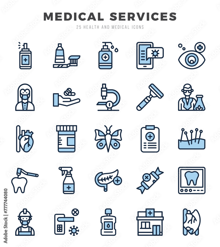MEDICAL SERVICES icons set. Collection of simple Two Color web icons.